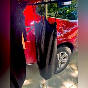 Black sequin low back cocktail dress